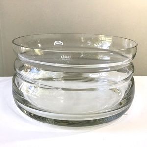Vintage Krosno Crystal Clear Glass Bowl Made in Poland Heavyweight 8”x4.25”